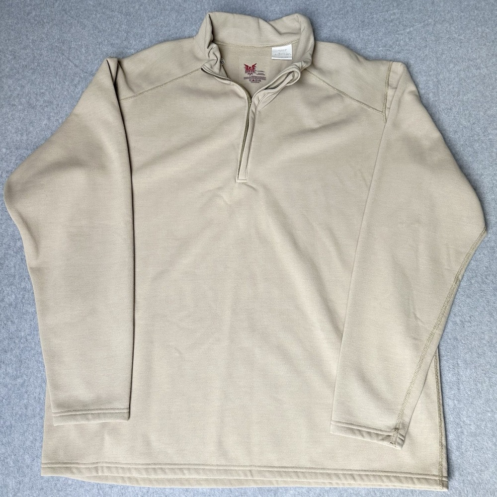 Drifire Flame Resistant 1/4 Zip Pullover Men's XL Made In USA Khakis DF2-277MZ